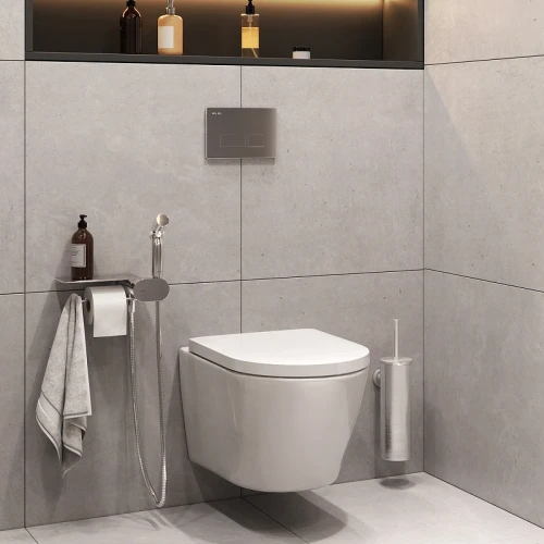 Унитаз AM.PM Sense FlashClean CK74H0403W подвесной с гигиеническим душем и ершиком с сиденьем Микролифт фарфор подвесной