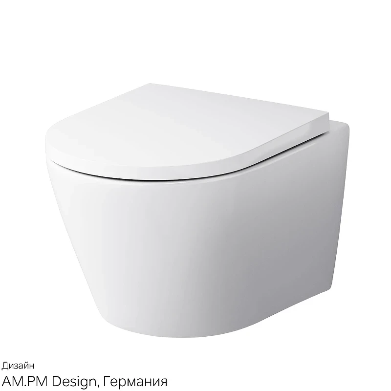 Унитаз AM.PM Sense FlashClean CK74H0403W подвесной с гигиеническим душем и ершиком с сиденьем Микролифт фарфор подвесной