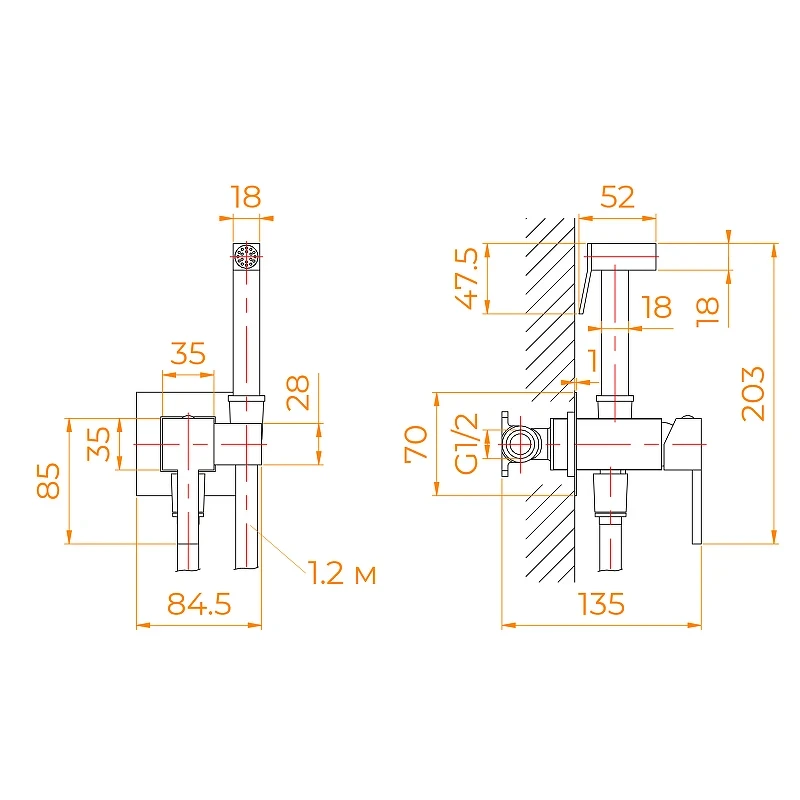 Гигиенический душ со смесителем RGW Shower Panels SP-212Gb 581408212-06 Золото брашированное латунь встраиваемый
