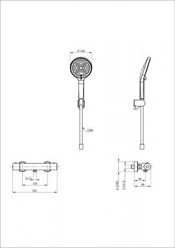 Смеситель для душа Wonzon &amp; Woghand Inn WW-B2003-A-CR с термостатом цвет Хром