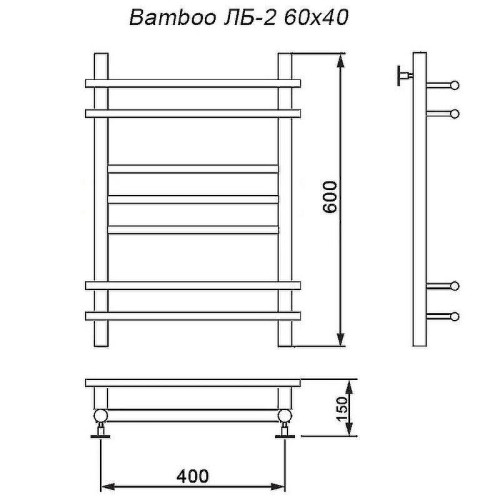 Водяной полотенцесушитель Ника Bamboo ЛБ 2 60/40 Хром