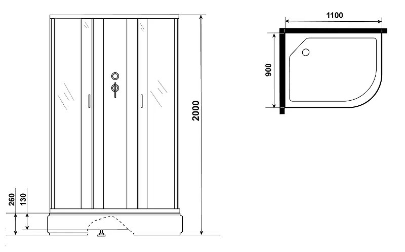 Душевая кабина Niagara Classic 110х90 L NG-33194-14LBK без гидромассажа