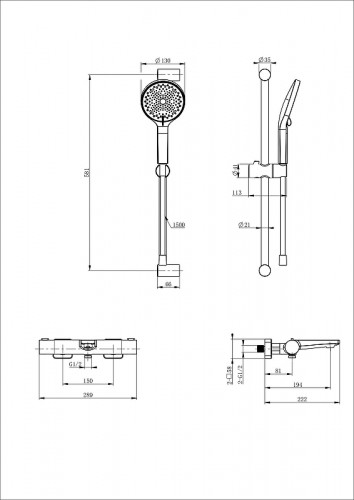 Смеситель для ванны Wonzon &amp; Woghand WW-C2021-A-BGG с термостатом цвет Темный графит
