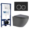 Комплект унитаза с инсталляцией WeltWasser BAMBERG 525 + MERZBACH 043 MT-GR + BAMBERG BL 10000013609 цвет Серый матовый с сиденьем Микролифт и клавишей смыва цвет Черный