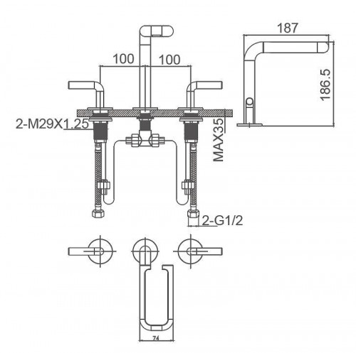 Смеситель для раковины Wonzon &amp; Woghand Loop WW-131-00-508 цвет Черный матовый