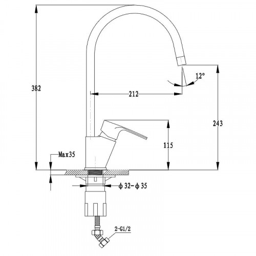 Смеситель для кухни GranFest 5023 цвет Черный