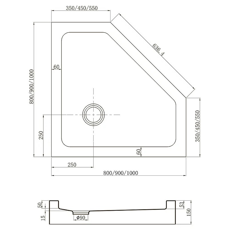 Акриловый поддон для душа Veconi Tezeo TZ-53 100x100 TZ53-100-C5 Белый