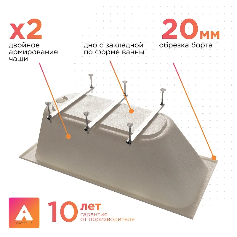 Акриловая ванна Radomir Прованс Ангосто 170х75 1-01-0-0-8-193 цвет Белый