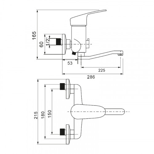 Смеситель для ванны WesnaArt Ocean OCE12-321 универсальный Хром латунь на стену