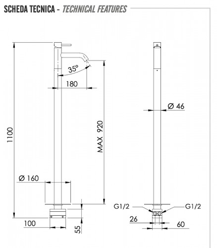Смеситель для раковины Remer X Style X18BG цвет Золото брашированное