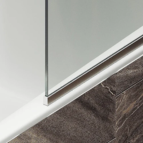 Шторка на ванну Maybah Glass MGV-144-5у 640x1400 в узком профиле Хром матовый стекло прозрачное