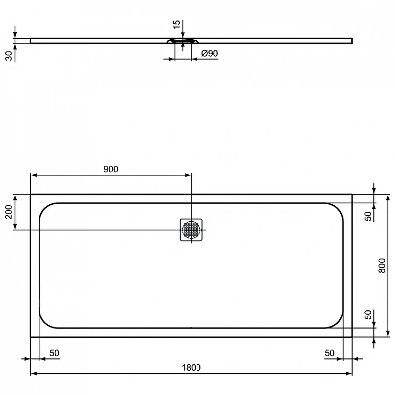 Душевой поддон из искусственного камня Ideal Standard Ultraflat S 180х80 K8304FV цвет Jet black / Черный