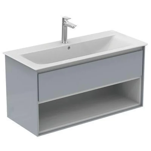 Тумба под раковину Ideal Standard Connect Air 100 E0828EQ подвесная цвет Glossy Light Grey + Matt White (Светло-серый глянцевый + Белый матовый)