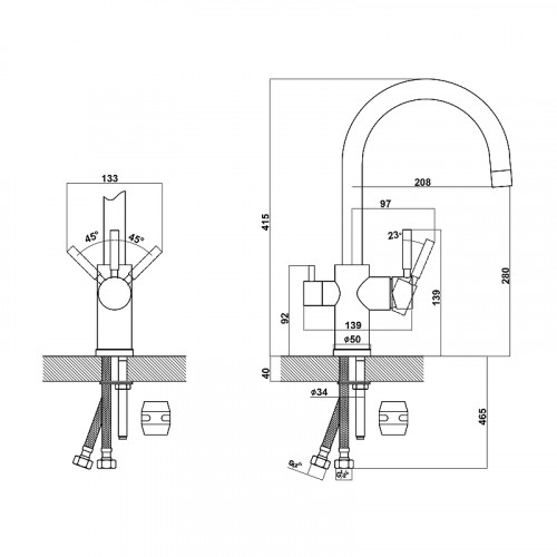 Смеситель для кухни Florentina Клио 333.13Н.2123.107 цвет Песочный