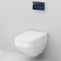 Комплект унитаза биде с инсталляцией AM.PM Inspire V2.0 FlashClean IS450A38.CCC50A с электронным сиденьем Микролифт с функцией биде и Черной клавишей смыва фарфор подвесной