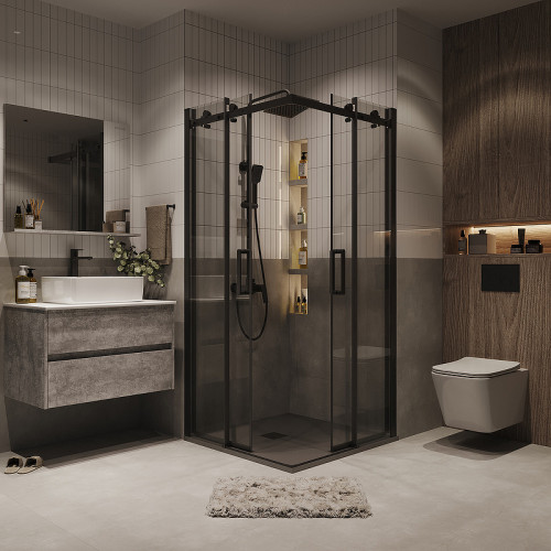 Душевой уголок Grossman Classic 90х90 300.K33.04.9090.21.00 профиль Черный матовый стекло прозрачное