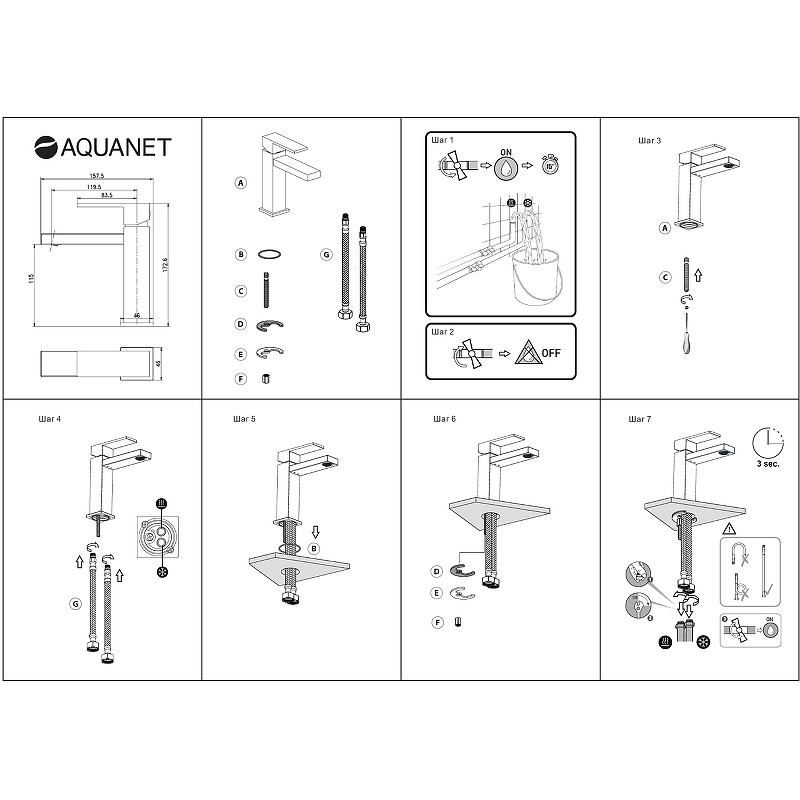 Смеситель для раковины Aquanet Blanco AF420-10W 261816 Белый матовый латунь