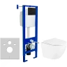 Комплект унитаза BelBagno Uno BB3105CHR/SC с инсталляцией Berges Atom 410 040340 с сиденьем Микролифт и Черной матовой клавишей смыва фаянс подвесной