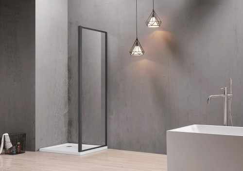 Душевая стенка Aquatek 90 AQ ARI WA 09020BL профиль Черный стекло прозрачное