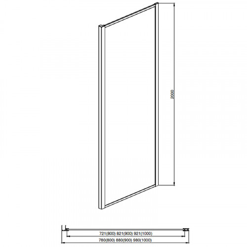 Душевая стенка Aquatek 90 AQ ARI WA 09020BL профиль Черный стекло прозрачное