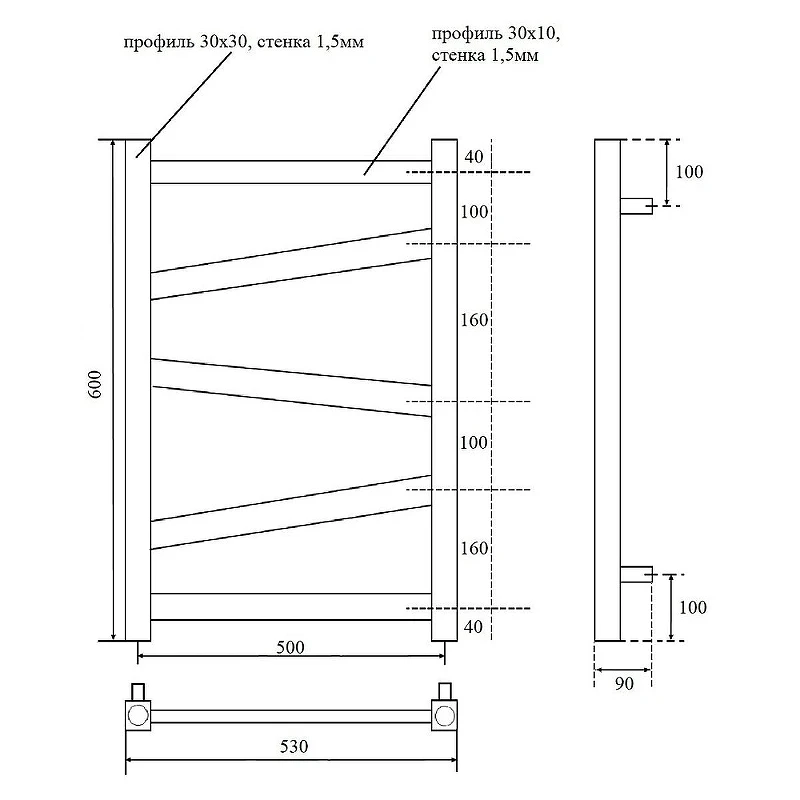 Водяной полотенцесушитель Point Феникс PN15156W П5 500x600 Белый