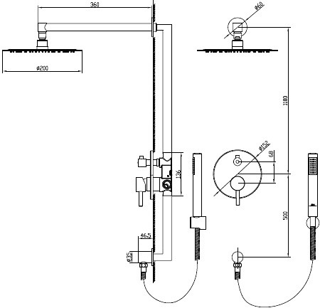 Душевая система RGW Shower Panels SP-51 21140851-01 Хром латунь встраиваемый