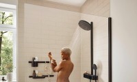 Душевая система Hansgrohe Pulsify S Showerpipe 260 2jet 24240670 с термостатом Черная матовая латунь на стену