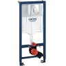 Комплект унитаза AM.PM Awe C111738WH+C117852WH с инсталляцией Grohe Rapid SL 38721001 с сиденьем Микролифт и клавишей смыва Хром фарфор подвесной