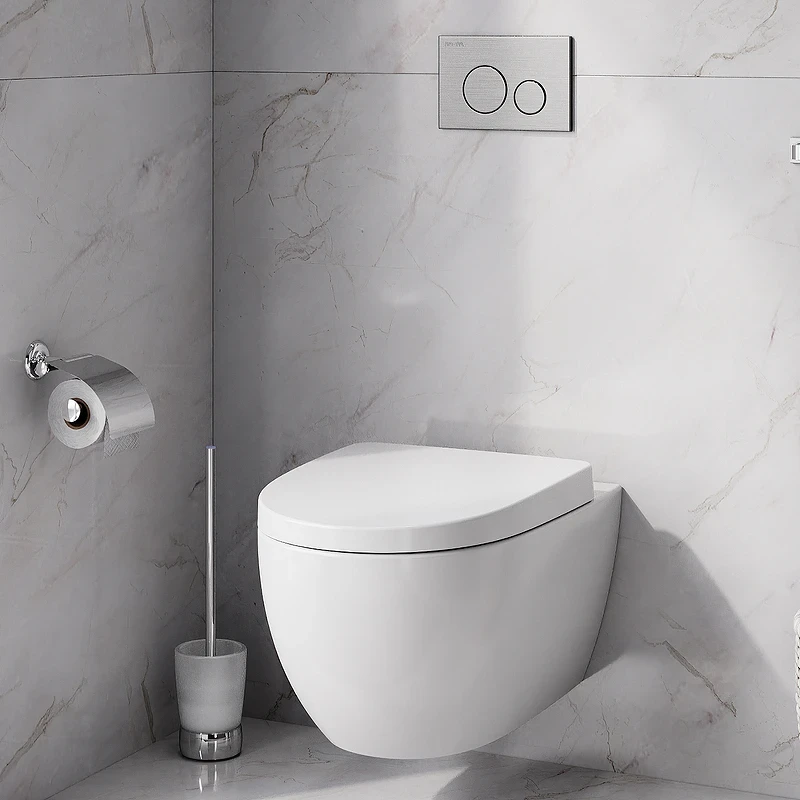 Комплект унитаза AM.PM Awe C111738WH+C117852WH с инсталляцией Grohe Rapid SL 38721001 с сиденьем Микролифт и клавишей смыва Хром фарфор подвесной