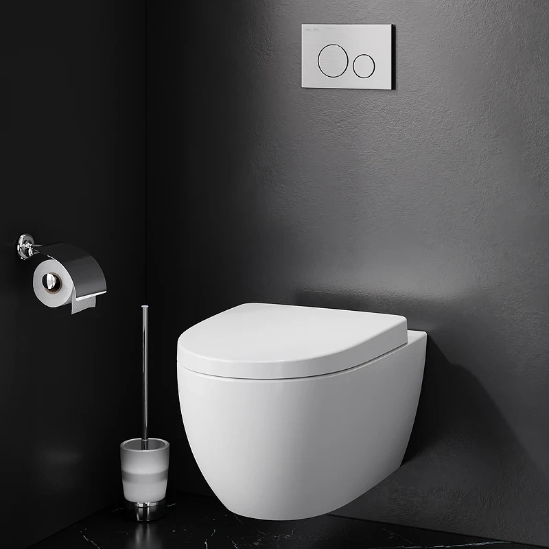 Комплект унитаза AM.PM Awe C111738WH+C117852WH с инсталляцией Grohe Rapid SL 38721001 с сиденьем Микролифт и клавишей смыва Хром фарфор подвесной