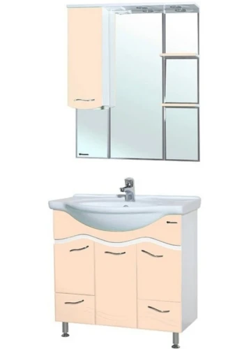 Зеркало со шкафом Bellezza Мари 85 L 4612914002221 с подсветкой Бежевое МДФ / ЛДСП, стекло