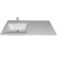 Раковина Corozo Stella Polar Мадлен 110 L SP-00000837 с местом под стиральную машину Белая искусственный камень (литьевой мрамор) подвесная, полувстраиваемая, с местом под стиральную машину