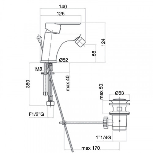 Смеситель для биде Webert Sax Evolution SE840102560 Черный матовый