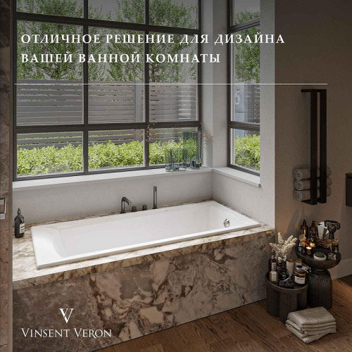 Чугунная ванна Vinsent Veron Devon 175x70 VDV1757045H/VH0012NI цвет Белый с квадратными ручками никель
