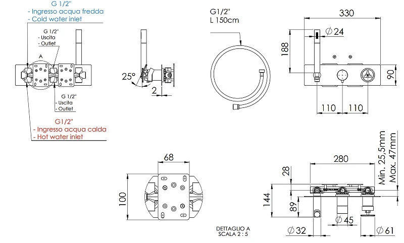 Смеситель для душа Remer Chrono CH97D3NO цвет Черный матовый