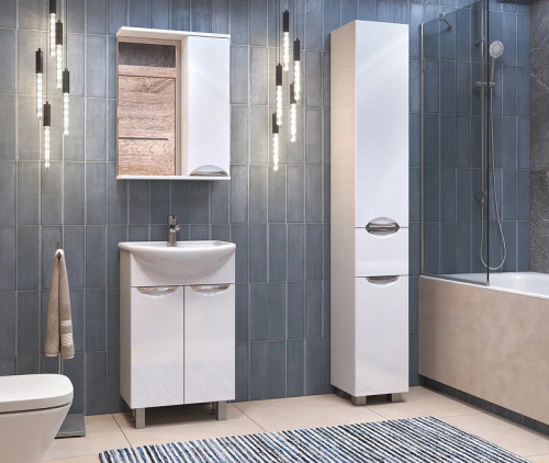 Зеркало со шкафом Vigo Callao 50 R z.CAL.50.R Белое МДФ / ЛДСП, стекло