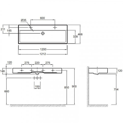 Раковина Jacob Delafon Vivienne 120 EXBK112-00 Белая фарфор подвесная
