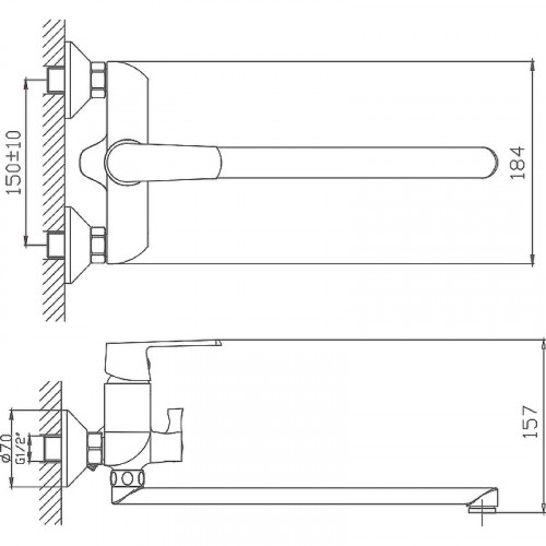 Смеситель для ванны Haiba HB22804 универсальный Белый на стену