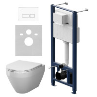 Унитаз с инсталляцией AM.PM Spirit V2.0 Aquaspin IS47001.701900 цвет Белый с сиденьем Микролифт и клавишей смыва цвет Белый