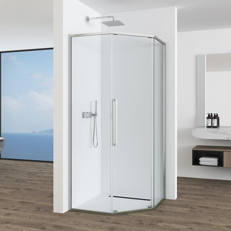 Душевой уголок Black&White S1150-9090N 90x90 11509090N профиль брашированный никель стекло прозрачное