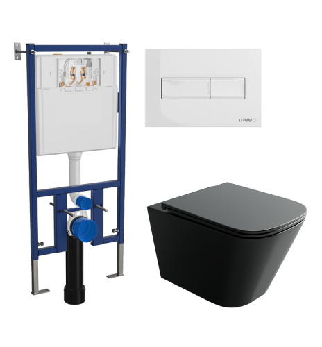 Унитаз с инсталляцией DIWO Ceramicanova Union CN4009TMB + DIWO 4501 с сиденьем Микролифт с клавишей смыва цвет Глянцевый белый