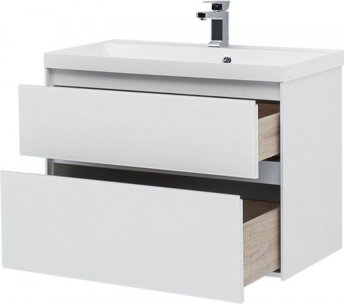 Тумба под раковину Aquanet Гласс 90 196960 подвесной Белая МДФ / ЛДСП