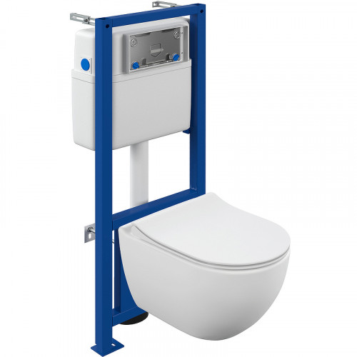 Комплект унитаза Cersanit Brasko Smart CO DPL EO slim LP с инсталляцией Link Pro 64916 с сиденьем Микролифт фарфор подвесной