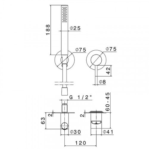 Смеситель для душа Newform X-Steel 316 69676EX.50.050 цвет Inox