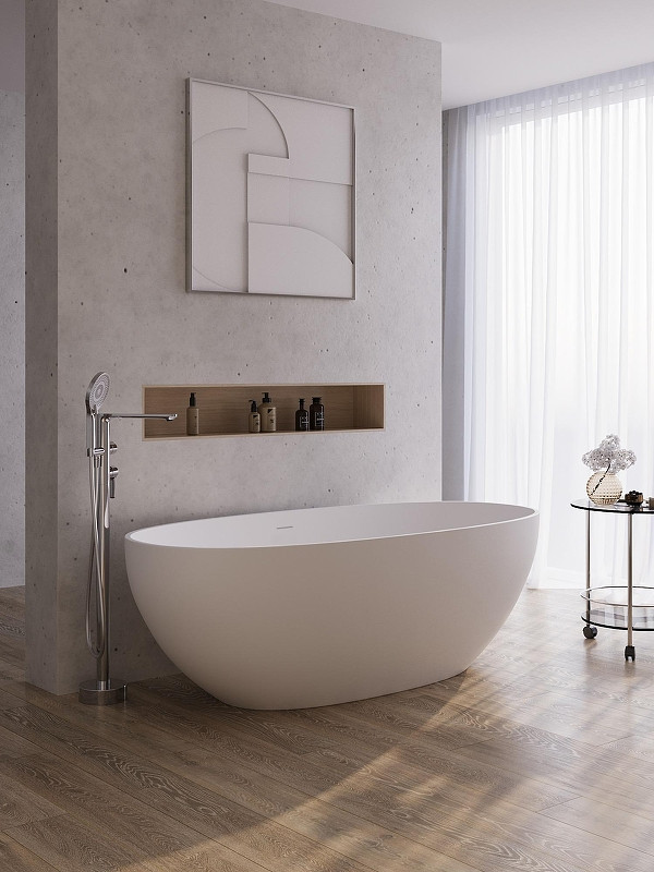 Ванна из искусственного камня Cezares Релакс (Relax) 170х80 CZR-RELAX2.0-170-80-56-SSB цвет Белый матовый