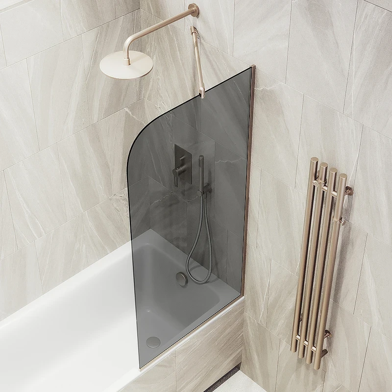 Шторка на ванну Maybah Glass MGV-134-2у 440x1400 в узком профиле Бронза стекло графитовое