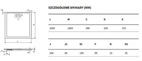 Душевой поддон из искусственного камня Excellent Lavano 100x100 BREX.1102.100.100.CON Бетон