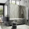 Шторка на ванну Maybah Glass MGV-151-1у 740x1400 в узком профиле Белый стекло бронзовое