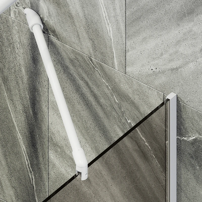 Шторка на ванну Maybah Glass MGV-151-1у 740x1400 в узком профиле Белый стекло бронзовое