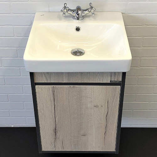 Тумба с раковиной Comforty Вена 45 00-00006653 подвесная Дуб дымчатый МДФ / ЛДСП